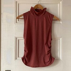 Lululemon mock neck tank top orange ruched